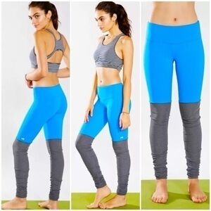 Alo Yoga Ice Goddess Ribbed Legging Blue Gray Extra Long Stretch Athletic Pants